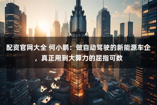 配资官网大全 何小鹏：做自动驾驶的新能源车企，真正用到大算力的屈指可数